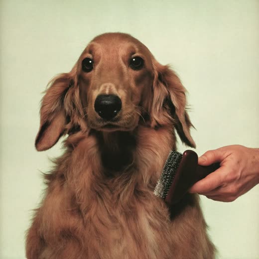 A dog's coat being brushed out